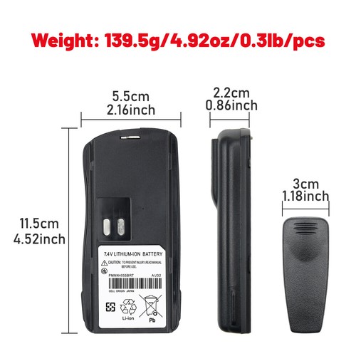 Batería de iones de litio 2 piezas 2000 mAh PMN4055BRT para MOTOROLA AXU4100 CP125 VL130 CP250 - Imagen 2 de 12