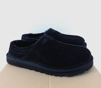 UGG BLACK NEUMAN SUEDE/ SHEEPWOOL COMFORT SLIPPERS, MEN US 8  display picture 3