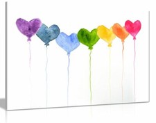 Watercolour Painting Hearts Bathroom Bedroom Canvas Wall Art Picture Print