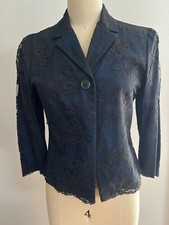 VERSUS VERSACE Top Dark Blue Vintage Blend Sleeve 3/4  Sz 40
