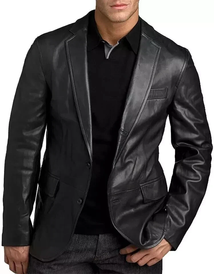 CELEBRITY New Men's Black Blazer 100% Pure Lambskin Causal Slim Fit Coat Blazer