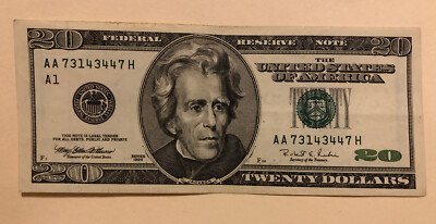 1996 $20 Note A1 District S# AA 73143447 H | eBay