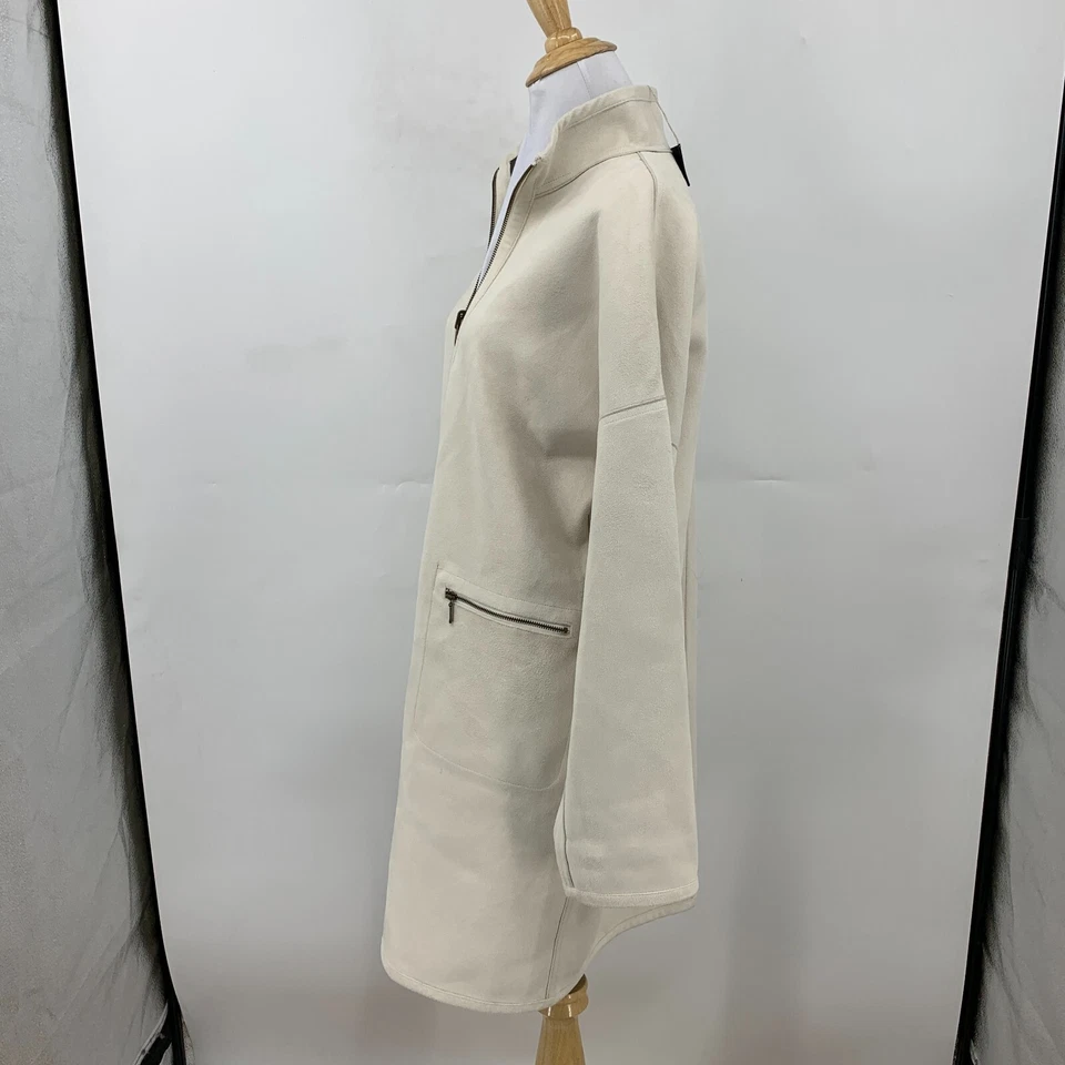 Abrigo midi Yansi Fugel para mujer S pequeño imitación gamuza cremallera completa chaqueta de microfibra Foto 4 de 4