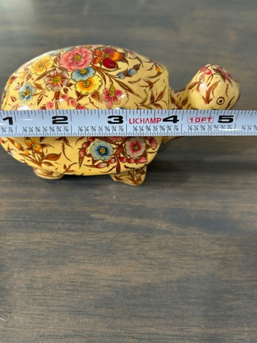 Sudha Turtle Paper Mache Trinket Box Hand Painted Lacquered Box 5" - Picture 7 of 7