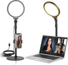 Basics 7" Desk Ring Light for Video Recording, 10W Dimmable Full Screen Key Ligh