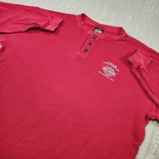 Vintage Harley Davidson Shirt Men XL Waffle Knit Thermal Henley Red USA Made