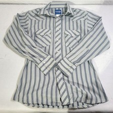 Vintage Wrangler Button up Snap Button Striped Dress Shirt Gray Size L