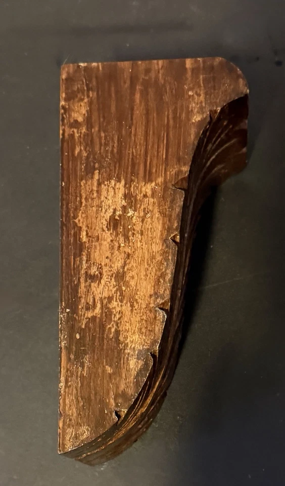 复古手工雕刻木科贝尔支架叶图案建筑救助 6 英寸 — 第 2/4 张图片