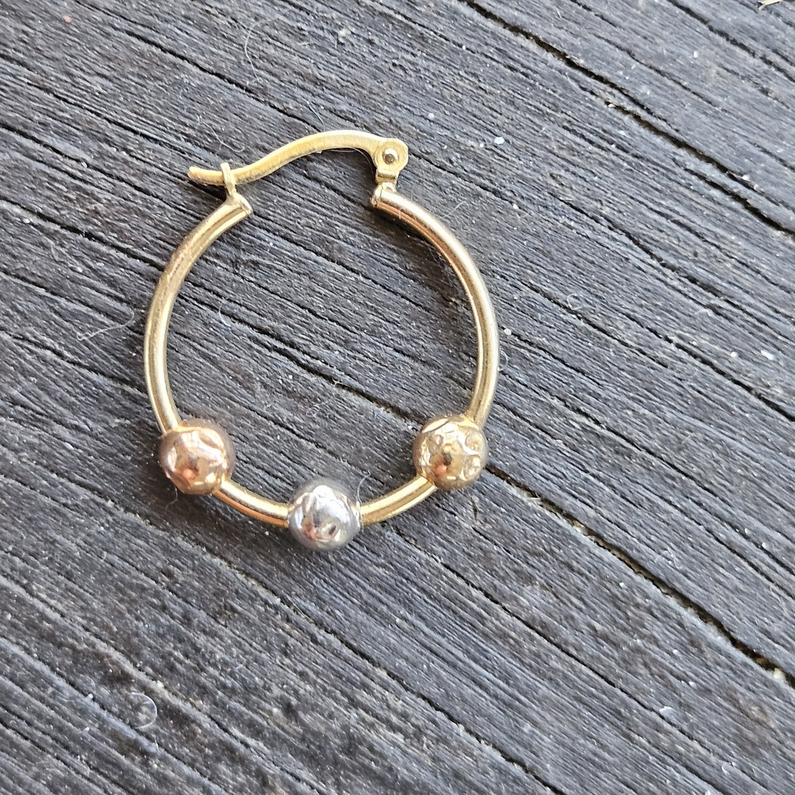 10K Solid Gold Single Earring.92Grams Yellow Whit… - image 8