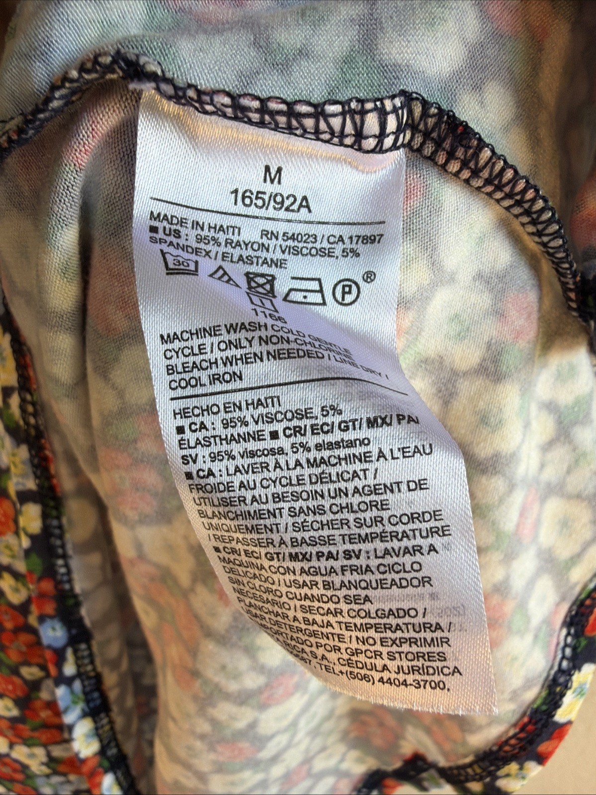 Old Navy Womens M Luxe Tank Top NWT Blue Red Yellow Calico Floral Crew Neck image 4