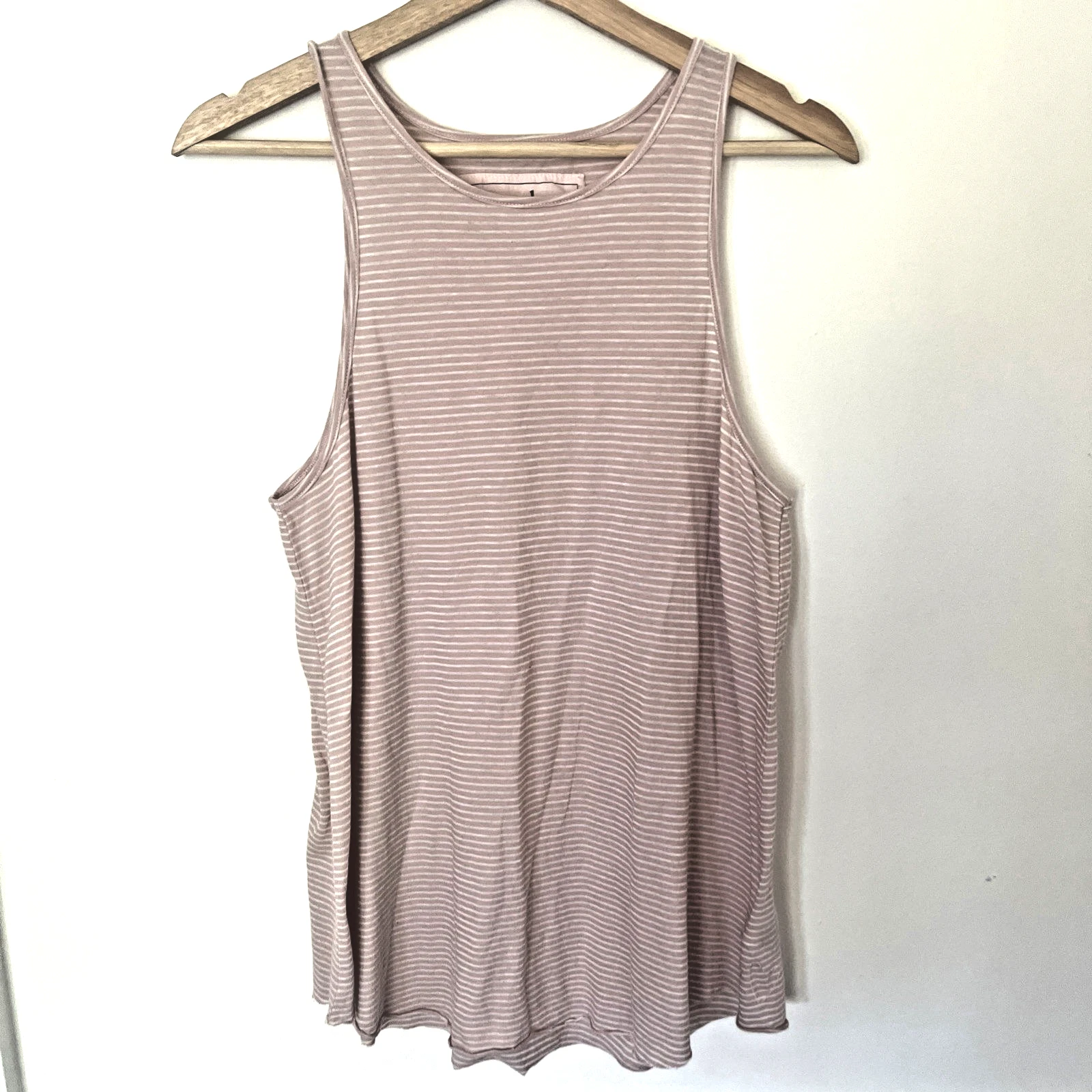 Frank & Eileen Tee Lab Base Layer Tank Top Womens Sz Med White Pink Raw Hem Long