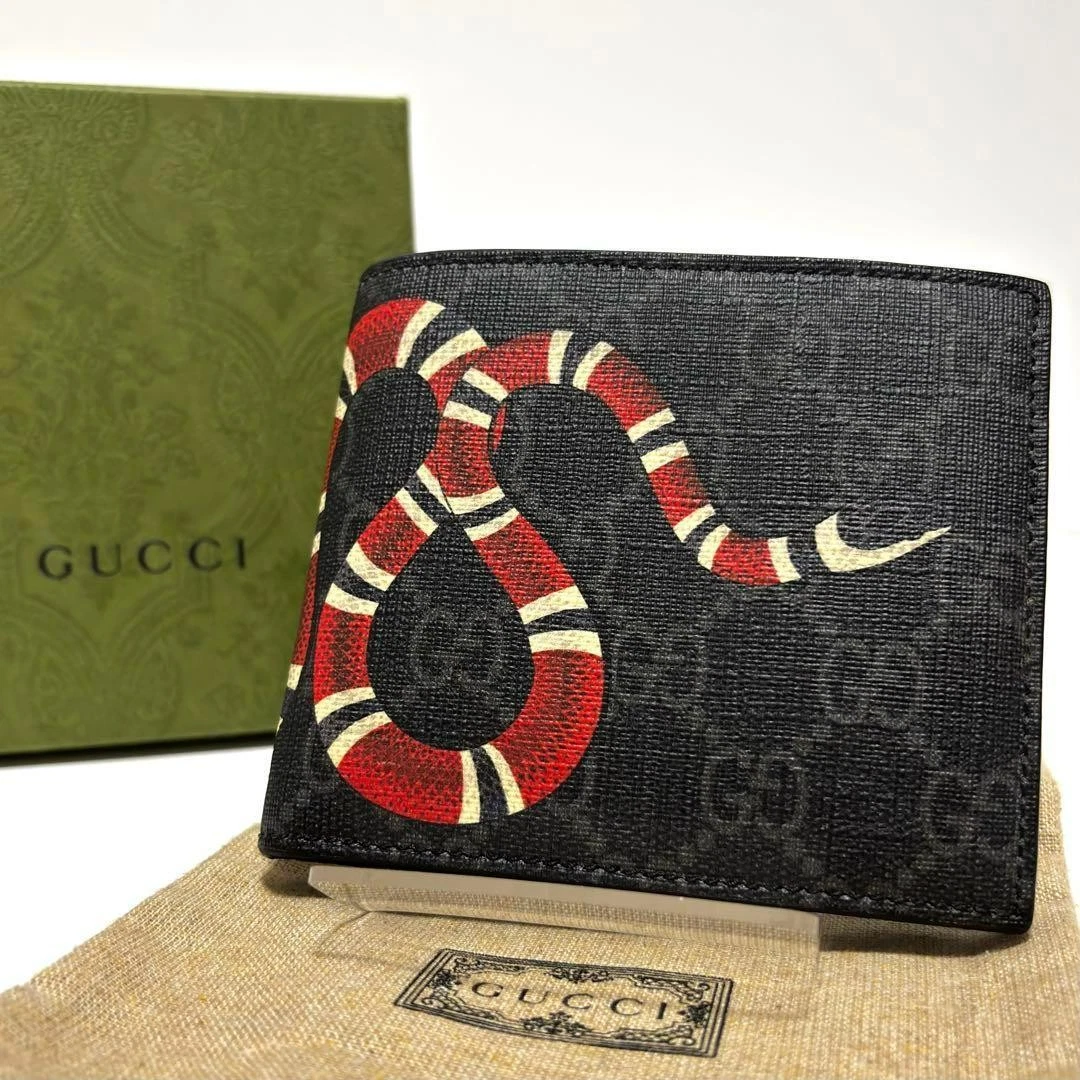 Authentique Portefeuille Gucci Couleur Noir V9,5cm L11cm GG Supreme Mode Homme