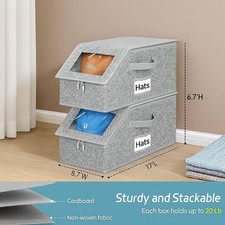 Foldable Fabric Hat Storage Box Clear Window Lid Multi Use Drawer Organizer Caps