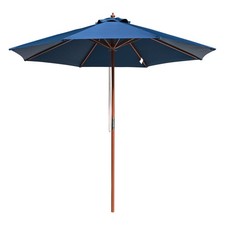 Aplus 9FT Wooden Patio Umbrella UV30 for Table Market Yard Beach Cafe Navy