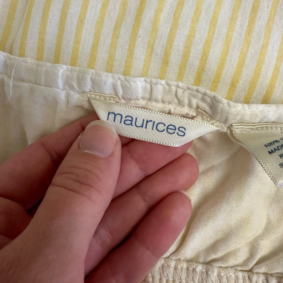 Maurices Yellow White Striped Babydoll Cami Tank Top Women’s Size L - Image 2 of 4