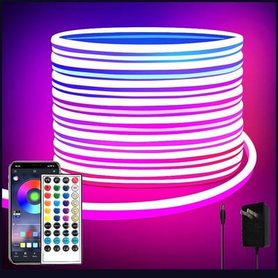 32.8ft LED Neon Rope Lights RGB App Remote Music Sync DIY Bedroom Wall Decor 24V