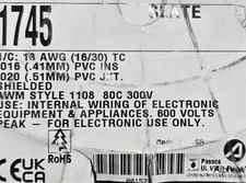Alpha Wire 1745 #18awg Bare Copper Braid Shielded Single Conductor UL-1108 /10ft