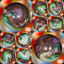 001619 One (1) 2008 JABO Peltier Mansion Run 47/64" 18.60mm Silver Strike Marble