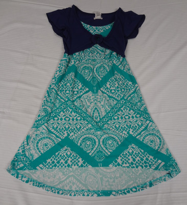 ONE STEP UP 2 TONE BLUE SOFT STRETCHY GIRLS DRESS KIDS SIZE 6 L741
