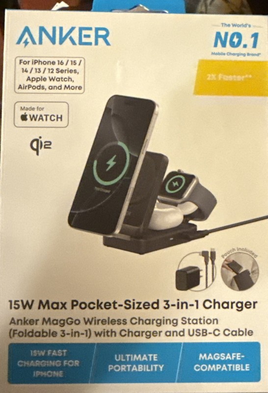 Anker - MagGo 3-in-1 Qi2 15W Wireless Charging Station - Black B2557J11-1