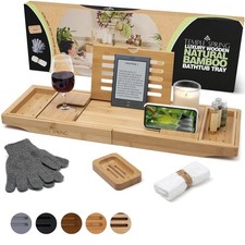 Wooden Bathtub Tray, Bamboo Bathroom Accessories, Bath Tray for Tub, at Home ...