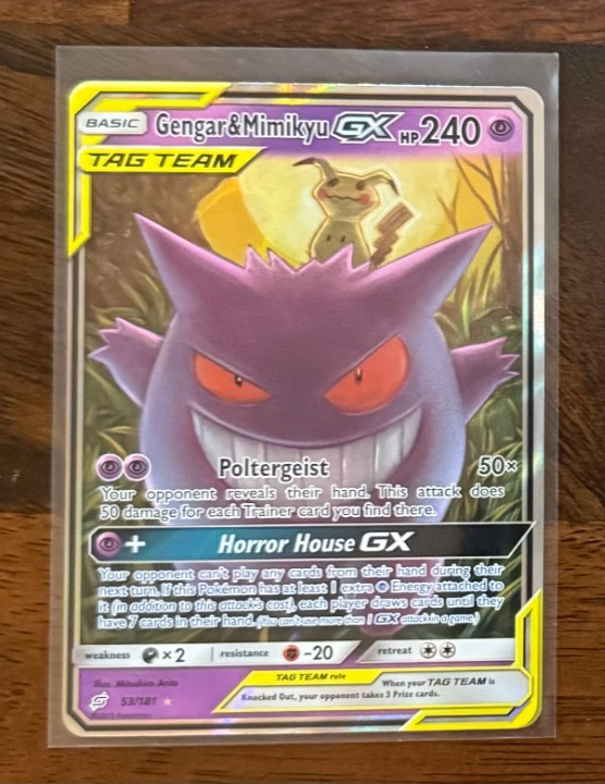 2019 Pokemon Sun Moon Team Up Gengar Mimikyu GX Holo Full Art #53/181 MINT