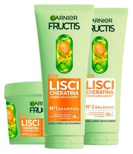 Garnier Fructis Lisci Cheratina Set con Shampoo 200ml Maschera 370ml Balsamo