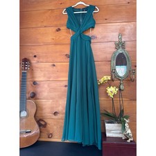 Lulus Vivid Imagination Emerald Green Cutout Maxi Dress Weeding Bridesmaid Sz M