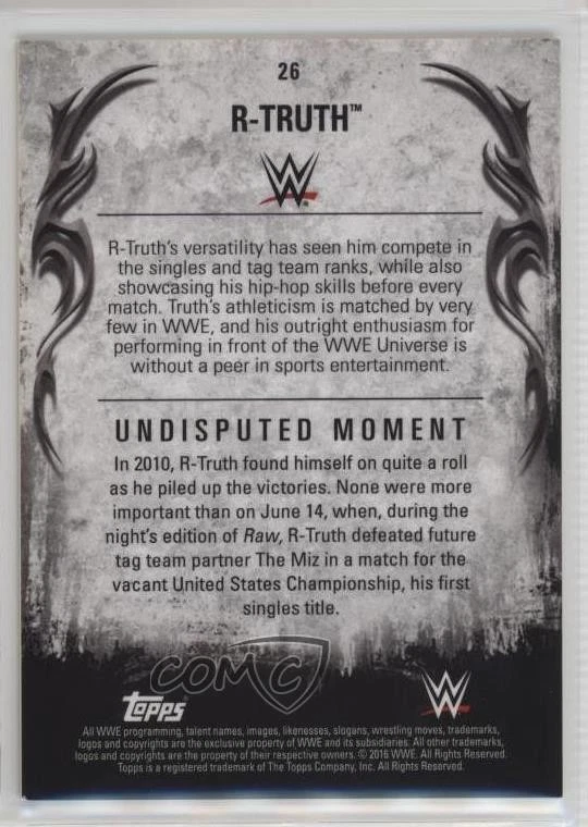 2016 Topps WWE Undisputed R-Truth #26 - Image 2 of 2