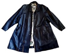 Echt Leder Mantel Damen Blau Schwarz Gr. 40