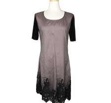 Alexander McQueen Beige & Black Mesh Lace Velvet Trim Dress S 26809498