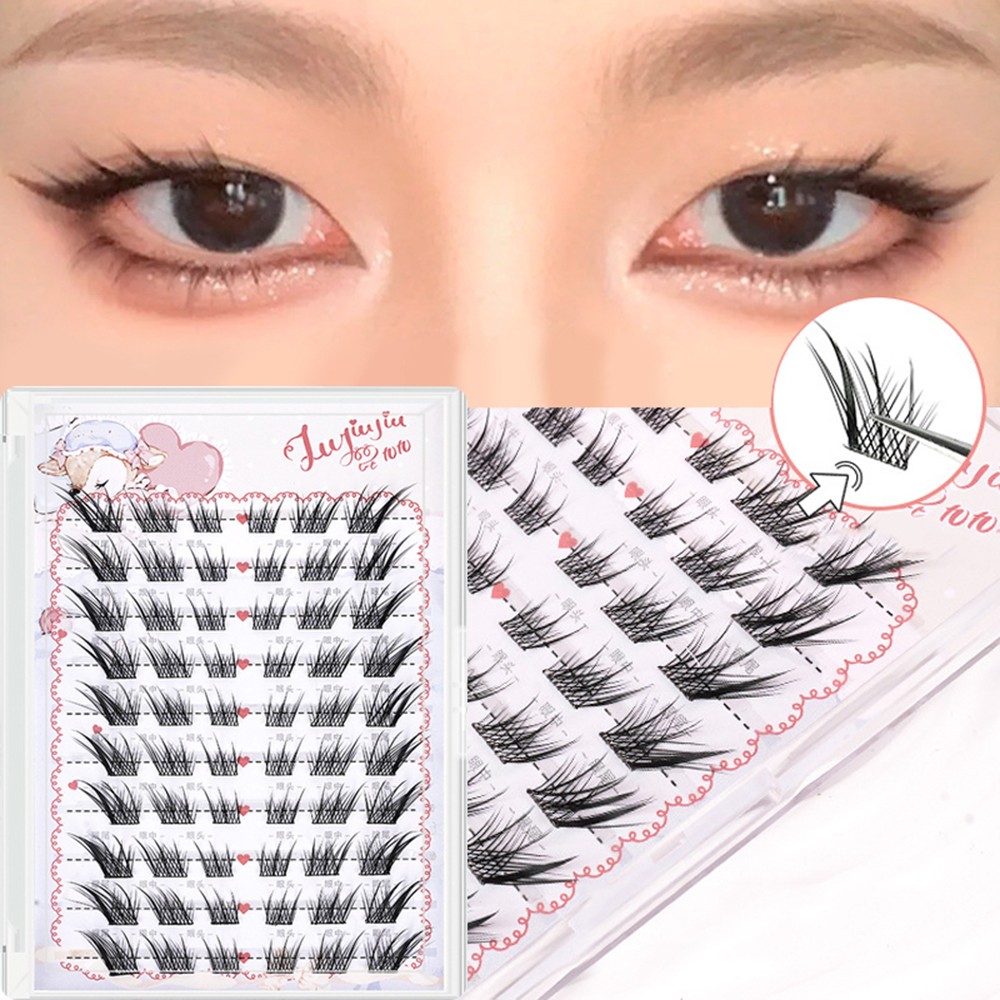 FILA 2 CONFEZIONI 6 10 File Occhi di Volpe Ciglia Finte Autoadesive Estensione Ciglia Segmentate