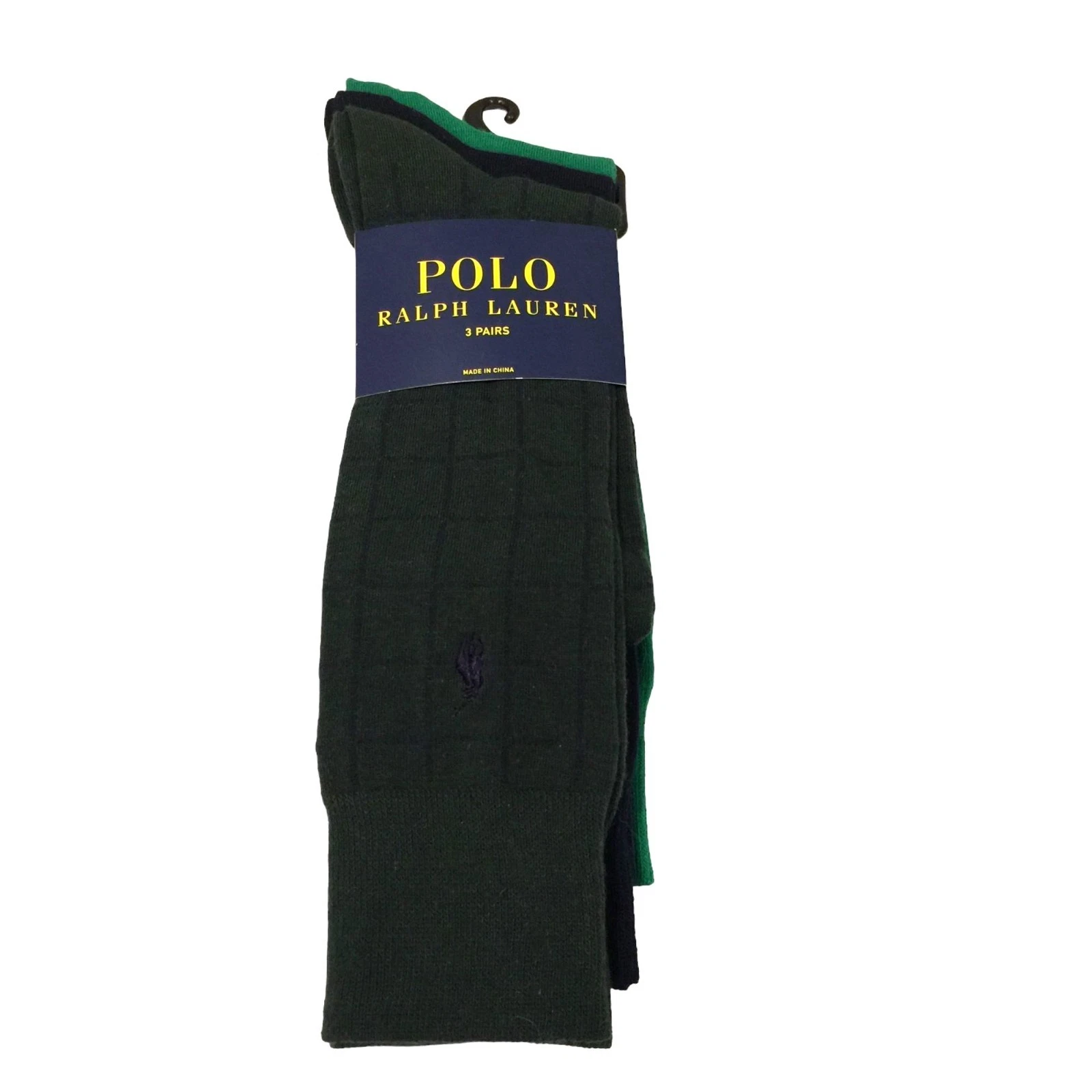 POLO Ralph Lauren Men's Dress Socks Green Blue Size 10-13 Embroidered Logo