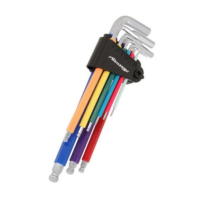 Neilsen 9-teiliges Kugelkopf-Sechskantschlüssel-Sets 1,5-10 mm extra lang/kurz, magnetisch/farbcodiert
