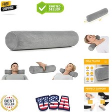 Firm Cervical Neck Roll Memory Foam Pillow, Bolster Pillow, Round Neck Suppor...
