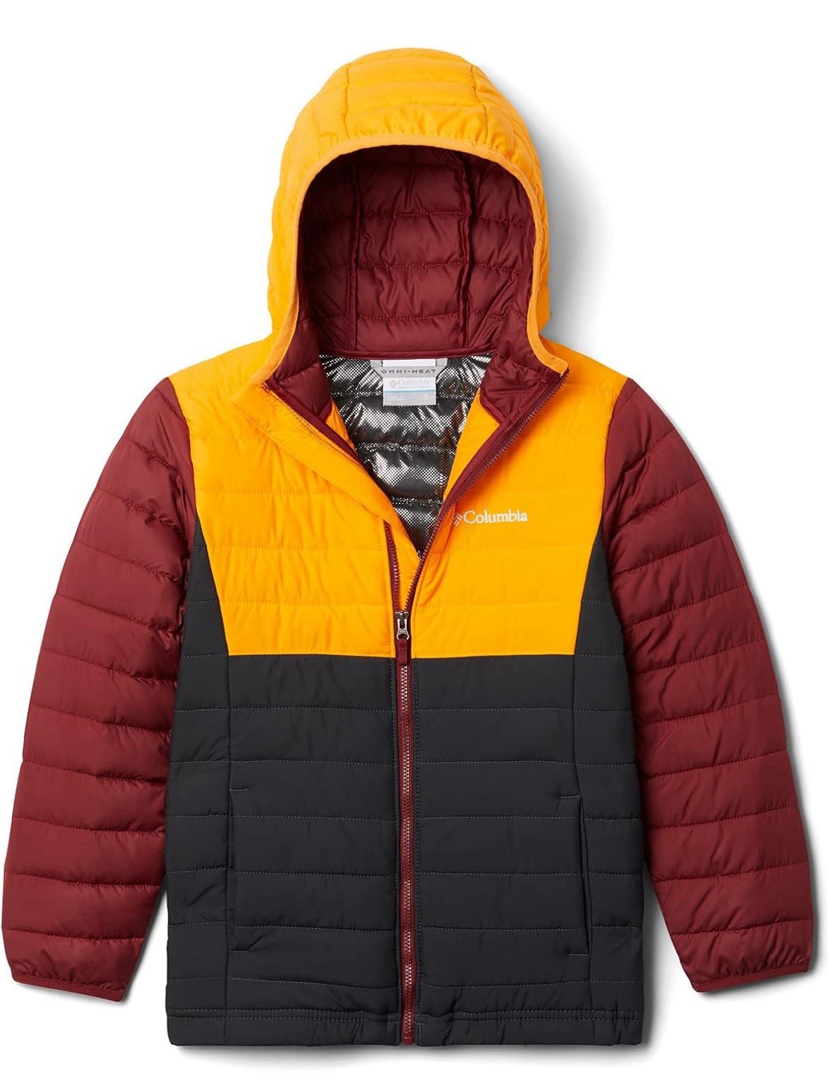 Columbia Youth XL Powder Lite Insulated Puffer Jacket - Orange Colorblock Hooded-image