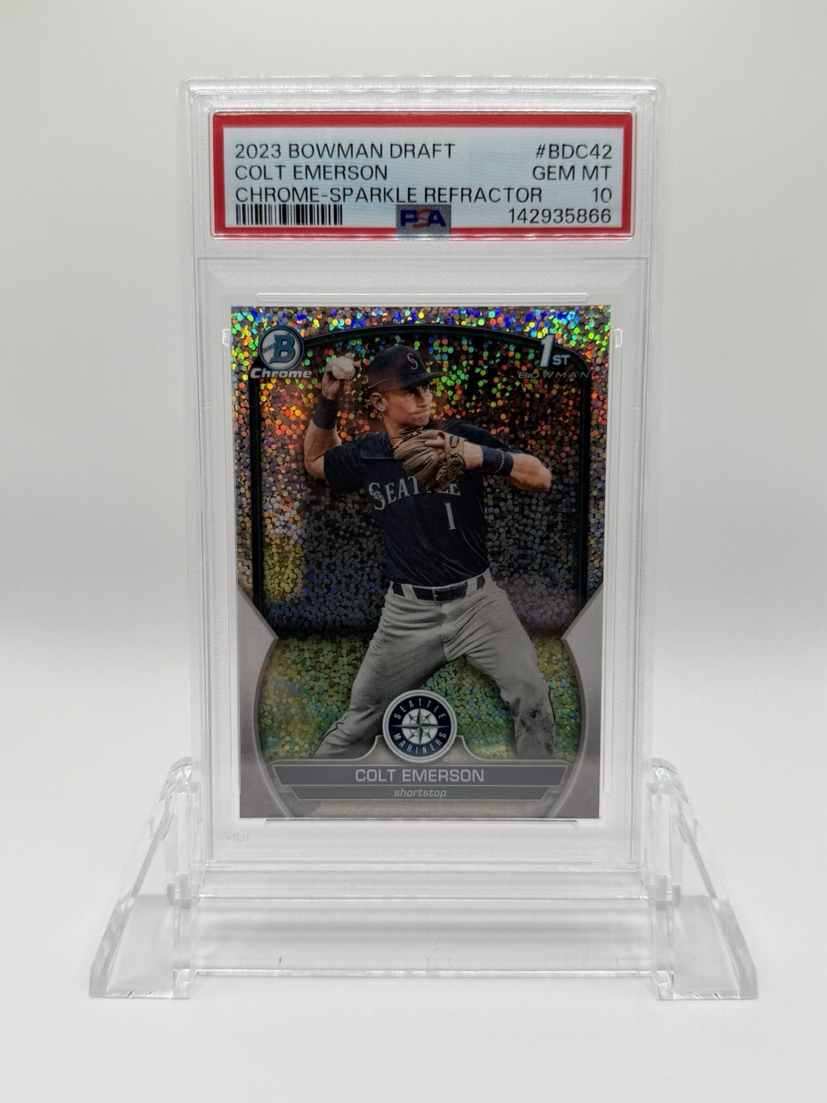 2023 Bowman Draft Chrome Colt Emerson #BDC-42 Sparkle Refractor (RC) PSA 10
