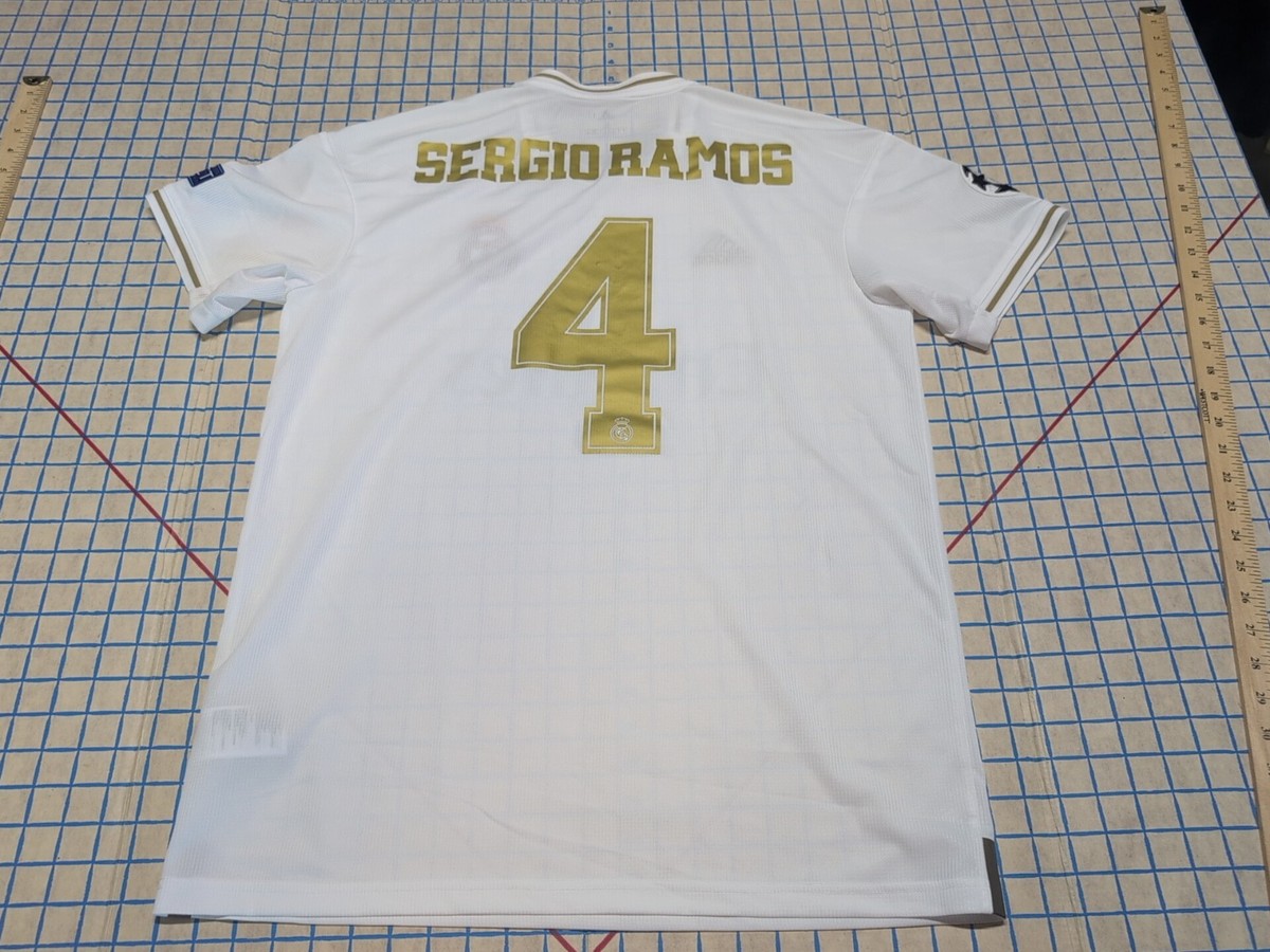 Real Madrid 19-20 Home Soccer Jersey Sergio Ramos UCLA Gold