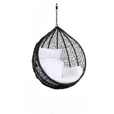 Rattan Garden Outdoor Hanging Swing Chair Patio Egg Shaped Chair With Armrest B