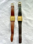 Vintage Gold Faced Men’s Seiko Quartz Lot w Leather Straps, Needs New Batteries