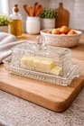 Vintage Federal Glass Windsor Clear Covered Butter Dish Rectangular 2pc Set