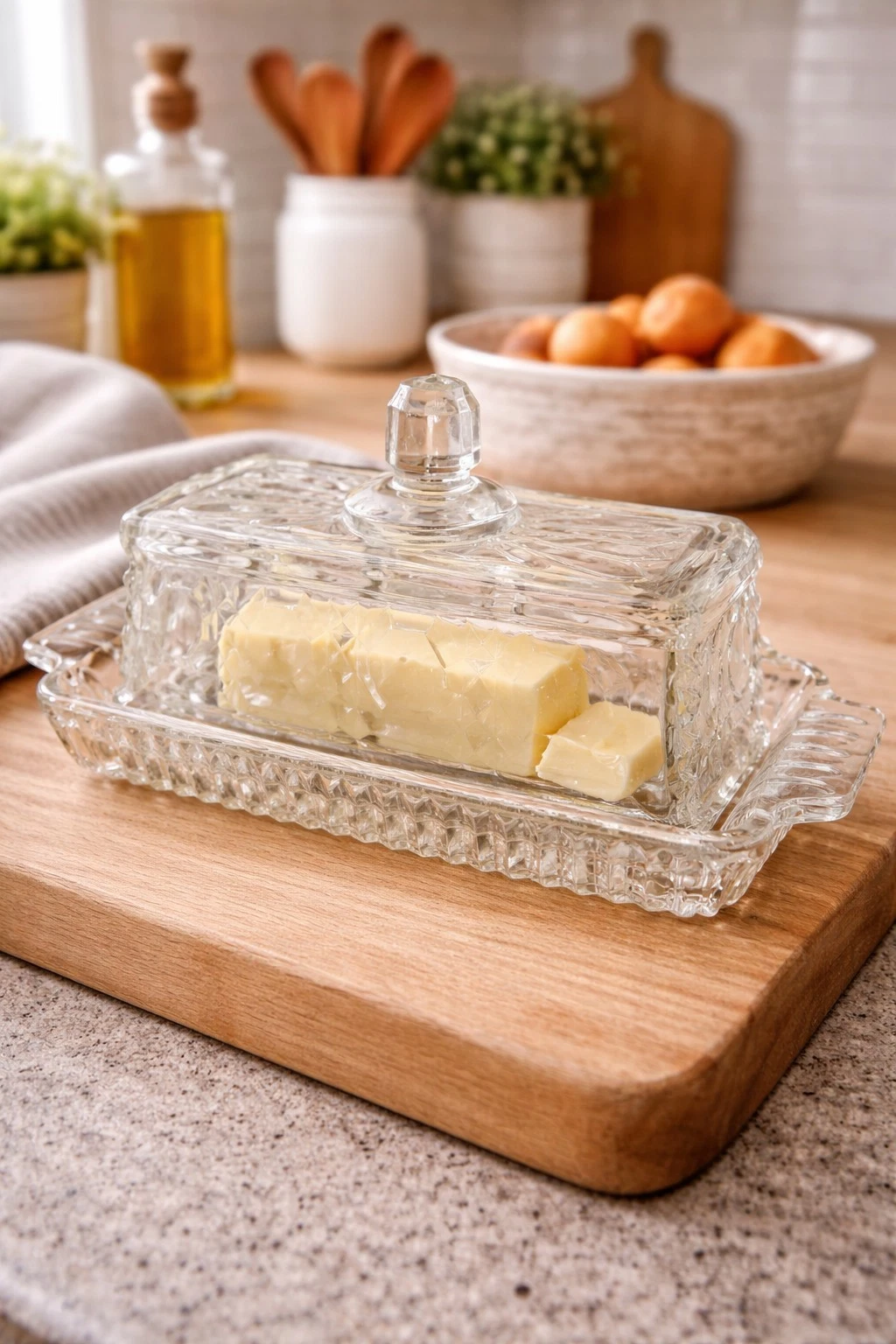 Vintage Federal Glass Windsor Clear Covered Butter Dish Rectangular 2pc Set
