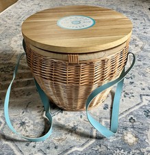 Malfy Gin Madera Mimbre Tejido Picnic Cesta Aislada Cremallera Enfriador *NUEVO*