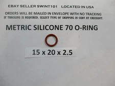 15mm ID x 20mm OD x 2.5mm thick SILICONE O-ring.  Quan 1.