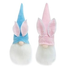 Easter Bunny Gnome for w/ LED Light Home Decoration Plush Handmade Elf for Doll
