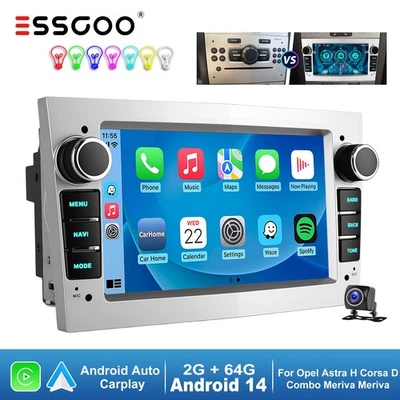 Android 14 Carplay Autoradio GPS Cam Für Opel Astra H Corsa C D Zafira B 2+64GB - Bild 1 von 4