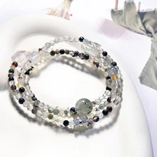 3.8mm Natur Grey and white Crystal  Beaded Bracelet