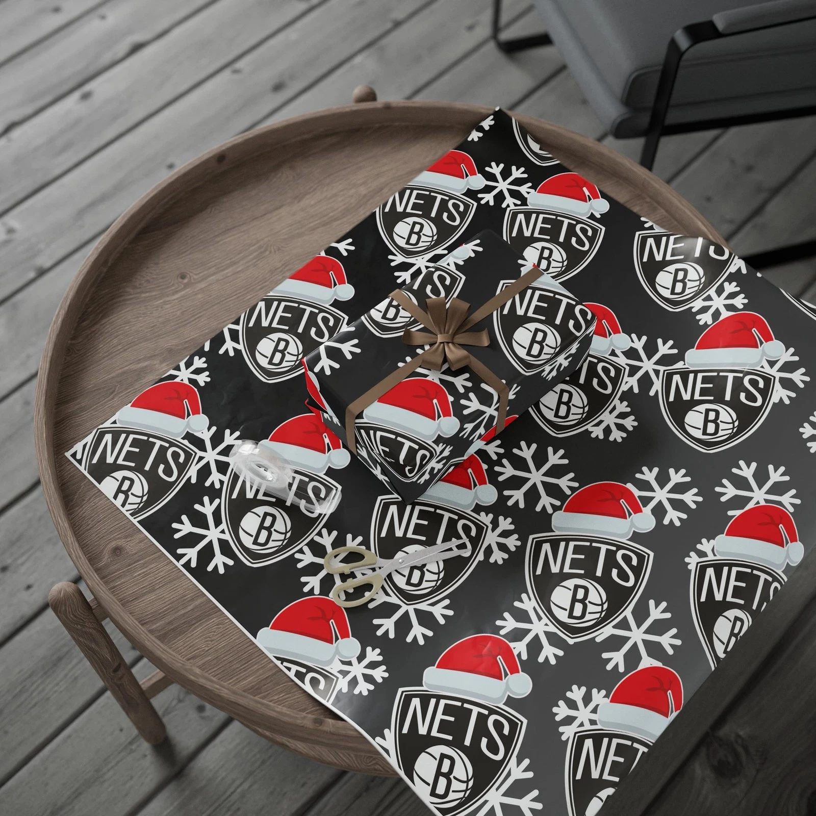 Brooklyn Nets Gift Wrap for Holidays, Christmas Basketball Wrapping Paper