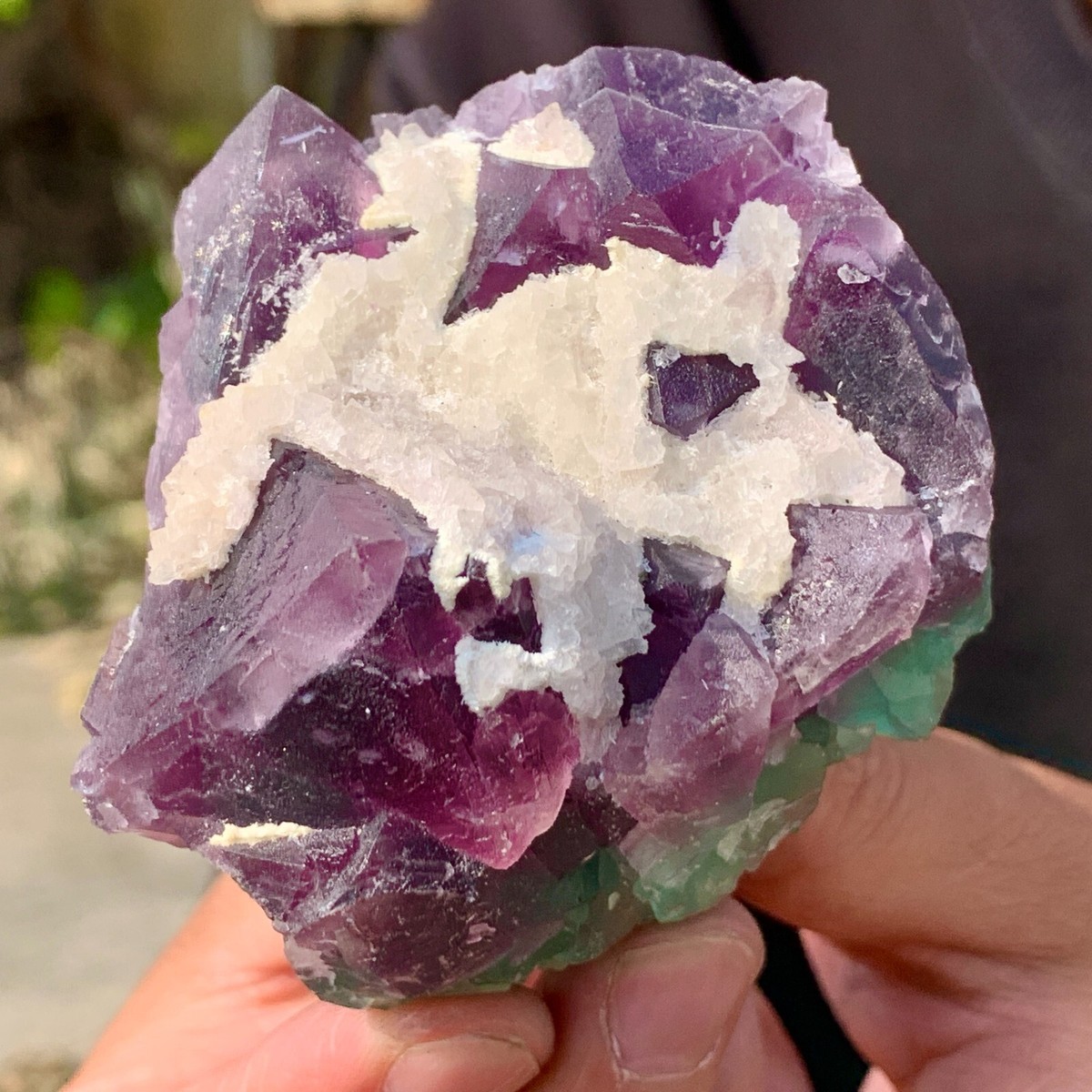 271GRare transparent purple cubic fluorite mineral crystal