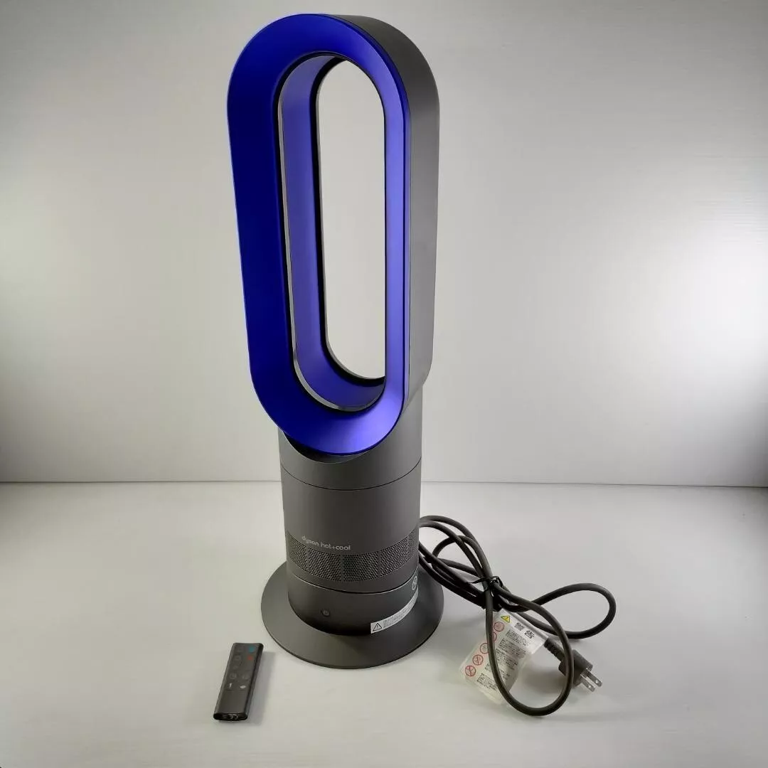 Dyson Hot & Cool AM09 Fan Heater Silver/Blue Remote Control 120V 1200W Used